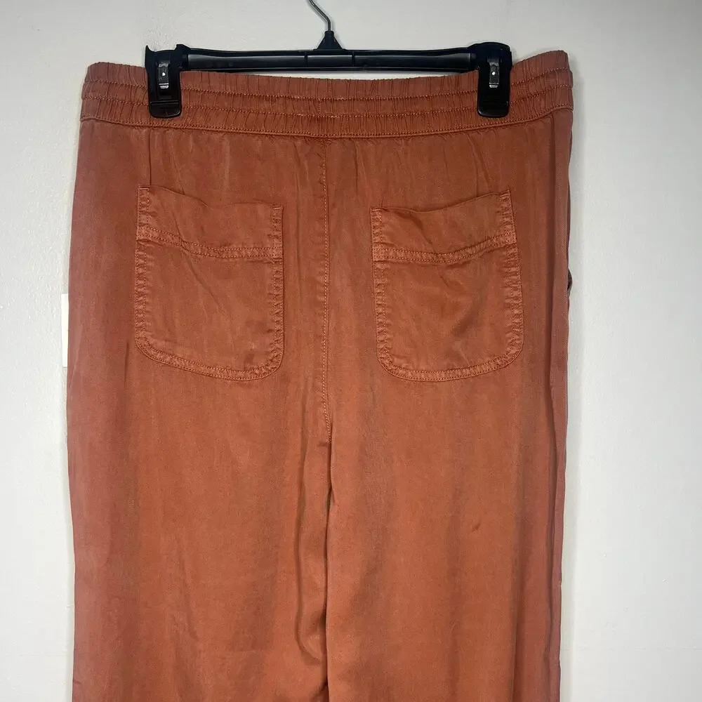NEW Nicole Miller 100% Lyocell Cargo Pocket Jogger Ankle Pants Size L Terracotta